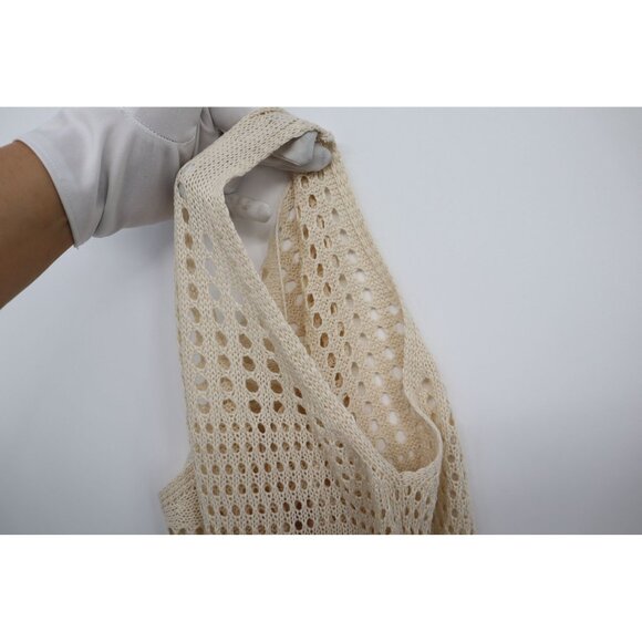 Cupshe Sleeveless Beige Crochet Knit Beach Cover-Up Dress M Summer - Picture 9 of 10